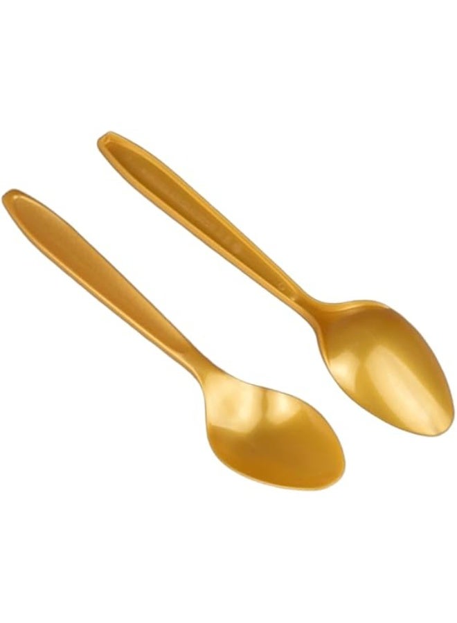 strong plastic spoons 50 pcs gold